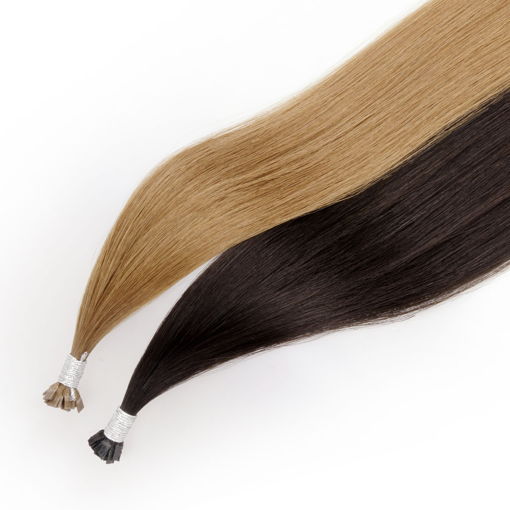 Keratin flat tip hair extensions Bond Hair Extensions with 7-Star Full Cuticle Remy Hair in two colors