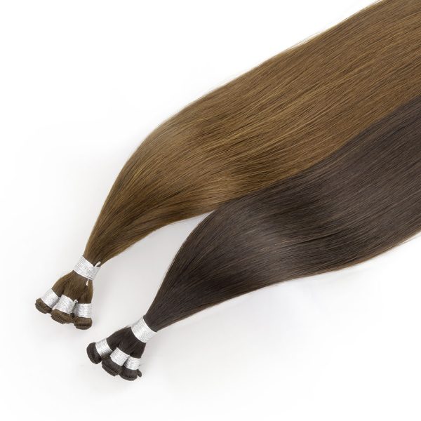 BEST HAND-TIED WEFT Hair Extensions 7-Star Full Cuticle Remy Hair in mocha and hazelnut
