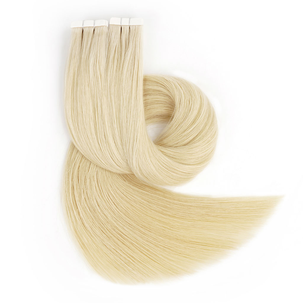 INJECTED TAPE-IN Hair Extensions, 7-Star Full Cuticle Human Remy Hair arranged in a swirl