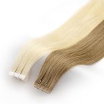 Two Injection tape in hair extensions in brown and blonde, 7-Star Full Cuticle Human Remy Hair