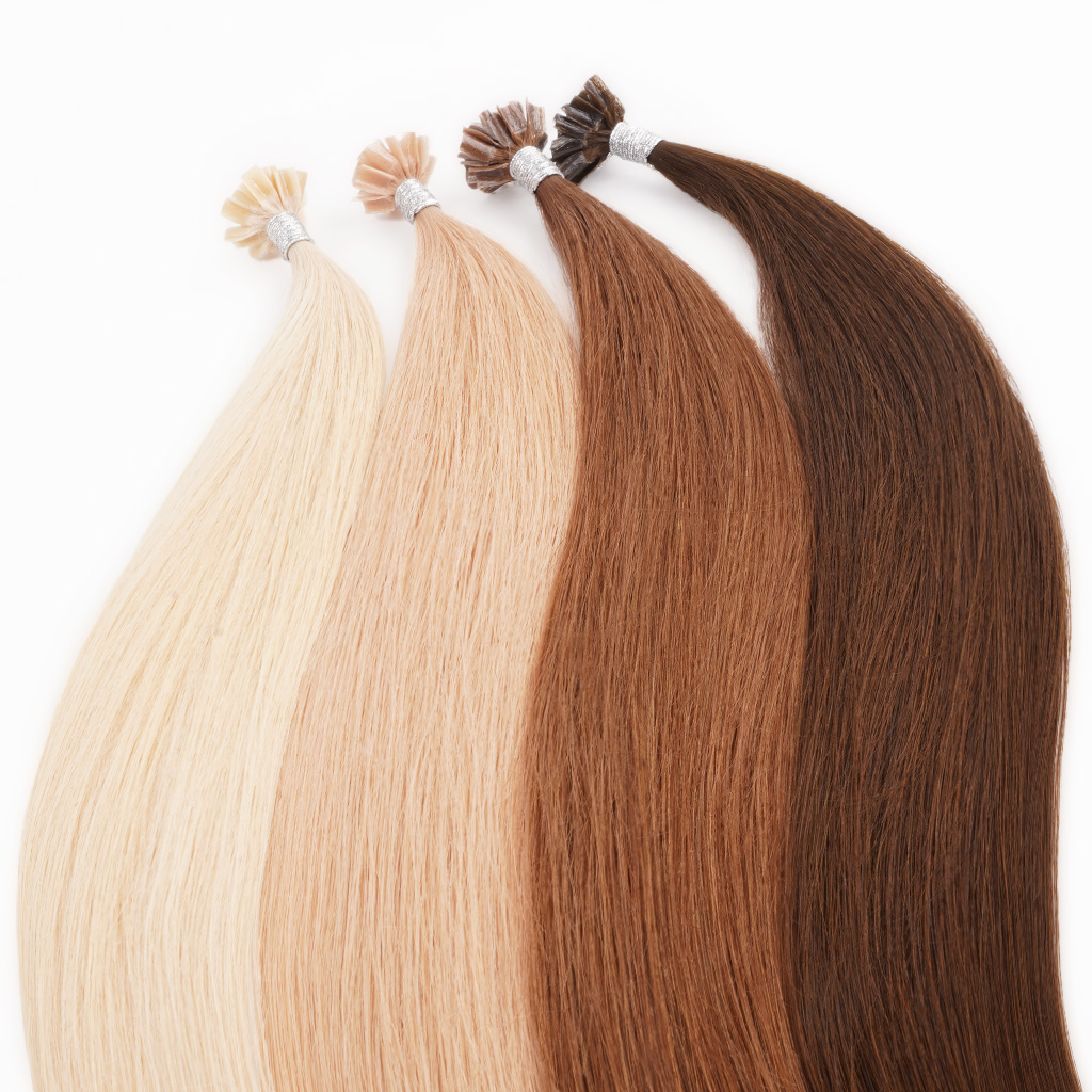 U TIP keratin bond hair extensions in four different colors