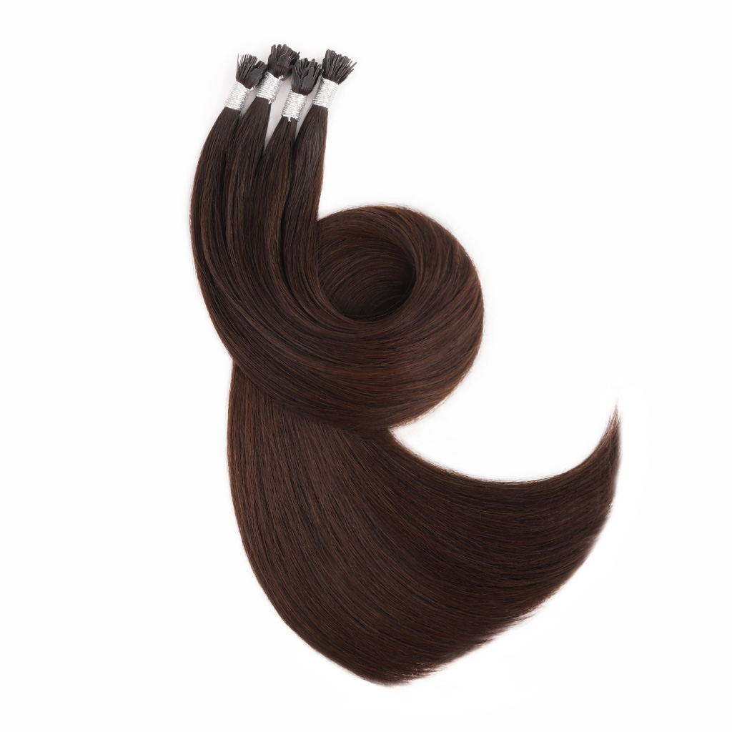 Y TIP Hair Extensions with 7-star full-cuticle remy hair in dark brown